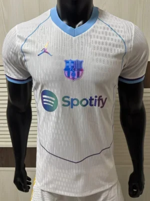 Barcelona 2026/27 White Blue Special Edition Training Shirt Player Version - Front View | KFCOOL