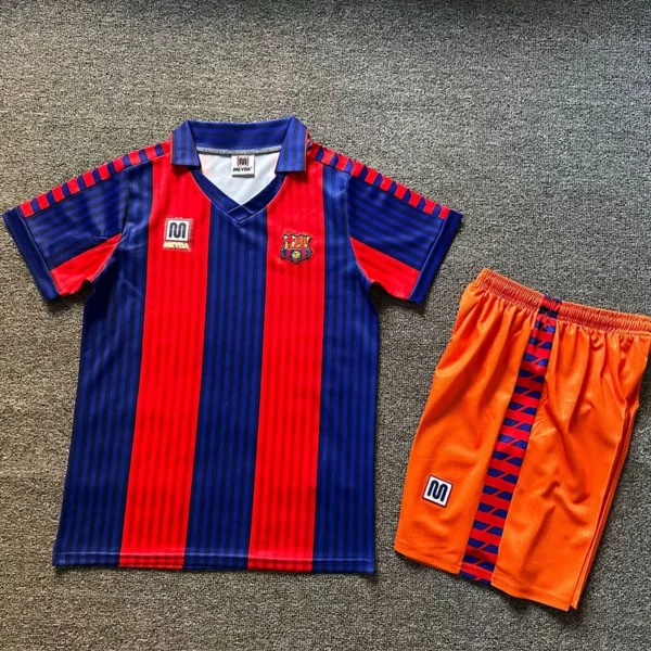 Barcelona 1991/92 Retro Home Kids Kit Fan Version - Front View | KFCOOL