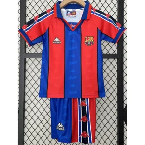 Barcelona 1996/97 Retro Home Kids Kit Fan Version - Front View Barcelona 1996/97 Retro Home Kids Kit Fan Version - Front View | KFCOOL