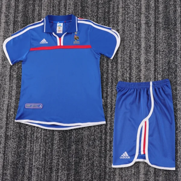 France 2000 Retro Home Kids Kit Fan Version - Front View | KFCOOL