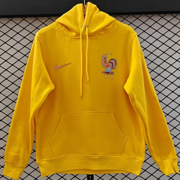 France 2025/26 Yellow Hoody - Front View | KFCOOL