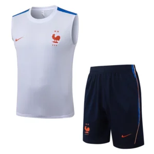 France 2026/27 White Sleeveless Shorts - Front View | KFCOOL