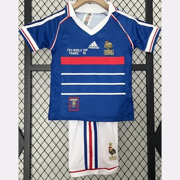 France 1998/99 Retro Home Kids Kit Fan Version - Front View | KFCOOL