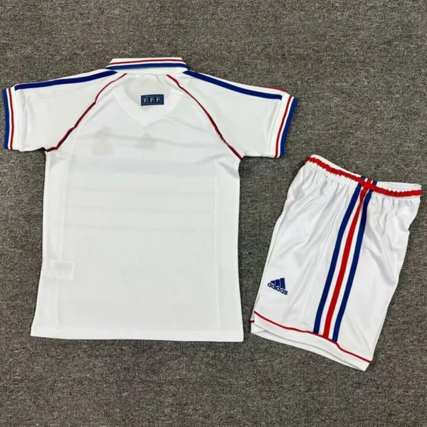 France 1998/99 Retro Home White Kids Kit Fan Version - Back View | KFCOOL