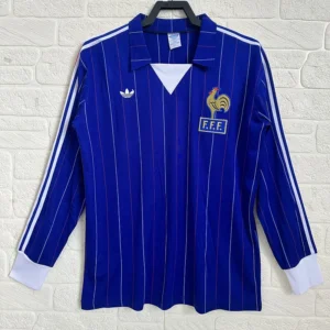 France 1980/82 Retro Home Long Sleeve Jersey Fan Version - Front View France 1980/82 Retro Home Long Sleeve Jersey Fan Version - Front View | KFCOOL