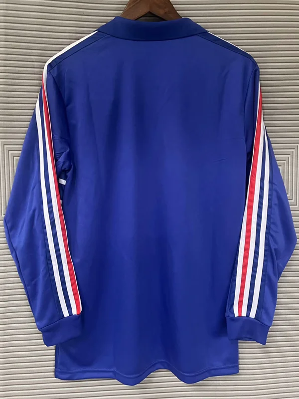 France 1984/86 Retro Home Long Sleeve Jersey Fan Version - Back View | KFCOOL