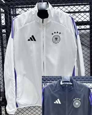 Germany 2025/26 White Black Double Sided Windbreaker - Front View Germany 2025/26 White Black Double Sided Windbreaker - Front View | KFCOOL
