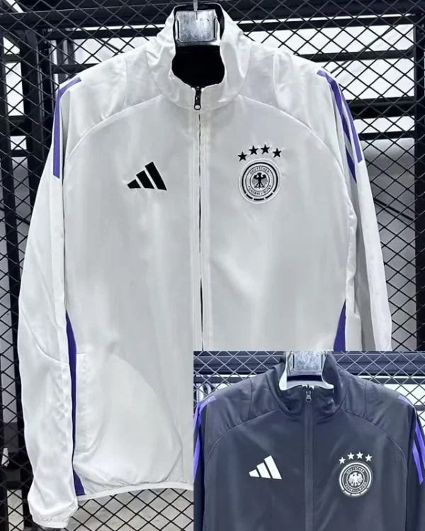 Germany 2025/26 White Black Double Sided Windbreaker - Front View - KFCool – Football Jerseys & Soccer Kits Store Germany 2025/26 White Black Double Sided Windbreaker - Front View | KFCOOL
