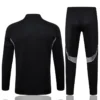 Germany 2025/26 Black Jacket Tracksuit - Back View - KFCool – Football Jerseys & Soccer Kits Store Black athletic tracksuit jacket with matching black pants featuring silver curved side panels and a simple back view.