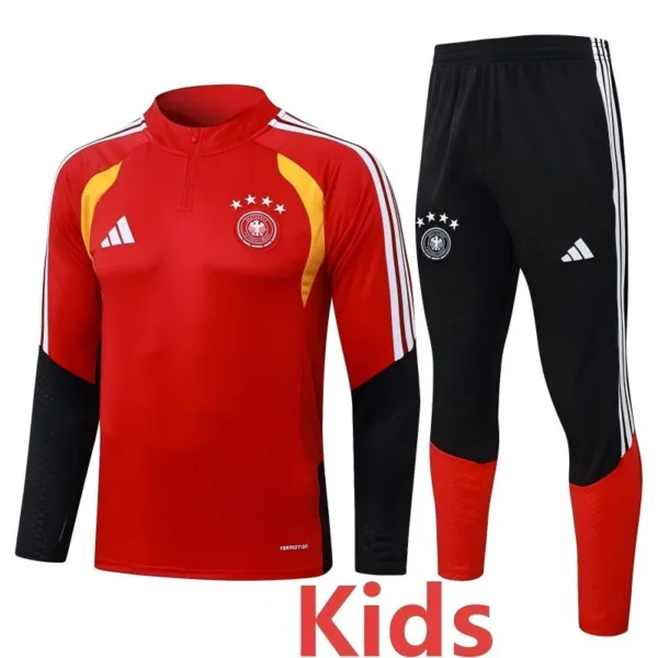 Germany 2026/27 Red Kids Half Pull Tracksuit - Front View | KFCOOL