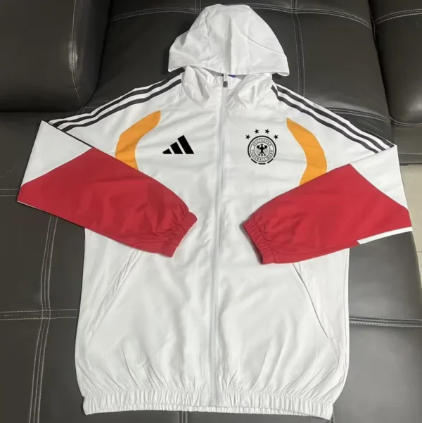 Germany 2026/27 White Red Windbreaker - Front View - KFCool – Football Jerseys & Soccer Kits Store Germany 2026/27 White Red Windbreaker - Front View | KFCOOL