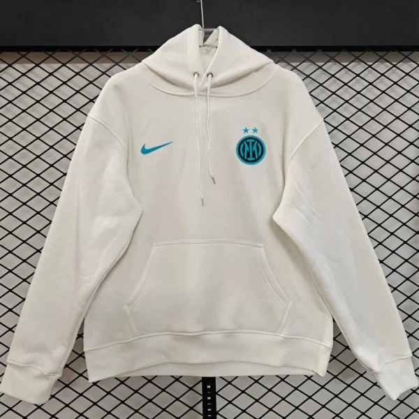 Inter Milan 2025/26 White Hoody - Front View - KFCool – Football Jerseys & Soccer Kits Store Inter Milan 2025/26 White Hoody - Front View | KFCOOL