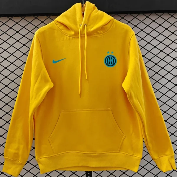 Inter Milan 2025/26 Yellow Hoody - Front View - KFCool – Football Jerseys & Soccer Kits Store Inter Milan 2025/26 Yellow Hoody - Front View | KFCOOL