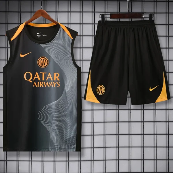 Inter Milan 2025/26 Black Yellow Sleeveless Shorts - Front View Inter Milan 2025/26 Black Yellow Sleeveless Shorts - Front View | KFCOOL