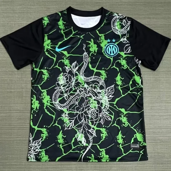 Inter Milan 2025/26 Black Green Training Shirt - Front View Inter Milan 2025/26 Black Green Training Shirt - Front View | KFCOOL