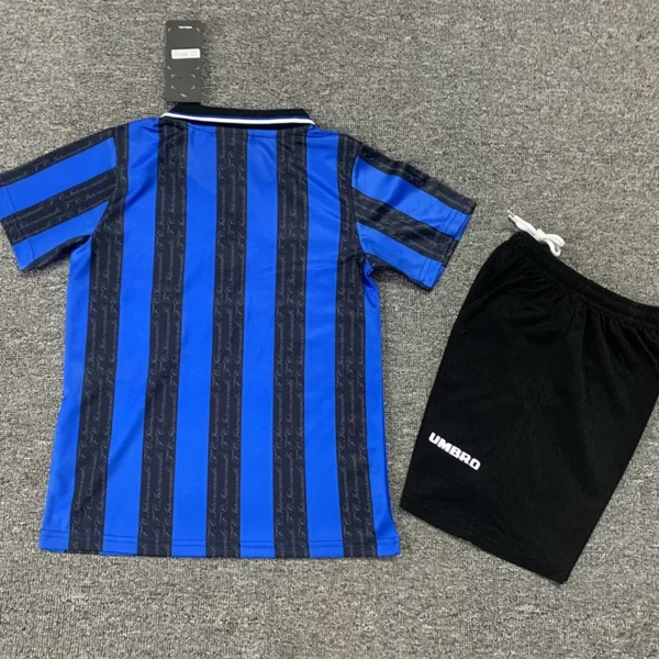Inter Milan 1997/98 Retro Home Kids Kit Fan Version - Back View - KFCool – Football Jerseys & Soccer Kits Store Inter Milan 1997/98 Retro Home Kids Kit Fan Version - Back View | KFCOOL