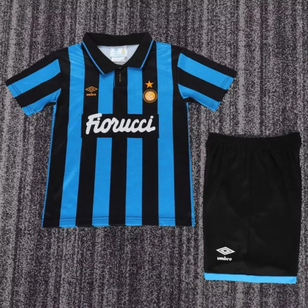 Inter Milan 1992/94 Retro Home Kids Kit Fan Version - Front View - KFCool – Football Jerseys & Soccer Kits Store Inter Milan 1992/94 Retro Home Kids Kit Fan Version - Front View | KFCOOL