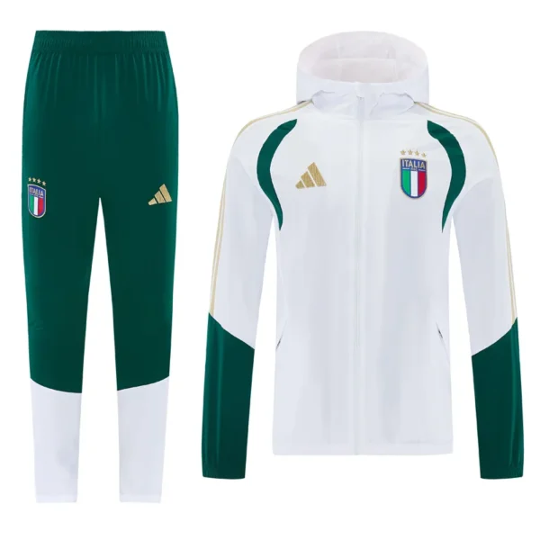 Italy 2025/26 White Windbreaker Suit - Front View - KFCool – Football Jerseys & Soccer Kits Store Italy 2025/26 White Windbreaker Suit - Front View | KFCOOL
