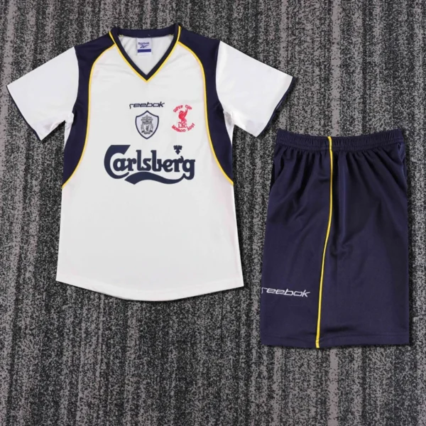 Liverpool 2001/02 Retro Away Kids Kit Fan Version - Front View - KFCool – Football Jerseys & Soccer Kits Store Liverpool 2001/02 Retro Away Kids Kit Fan Version - Front View | KFCOOL