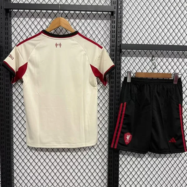 Liverpool 2025/26 Away Kids Kit Fan Version - Back View - KFCool – Football Jerseys & Soccer Kits Store Liverpool 2025/26 Away Kids Kit Fan Version - Back View | KFCOOL
