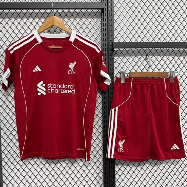 Liverpool 2025/26 Home Kids Kit Fan Version - Front View | KFCOOL