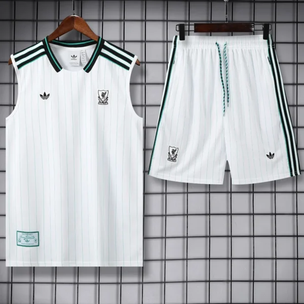 Liverpool 2025/26 Black White Sleeveless Shorts - Front View | KFCOOL
