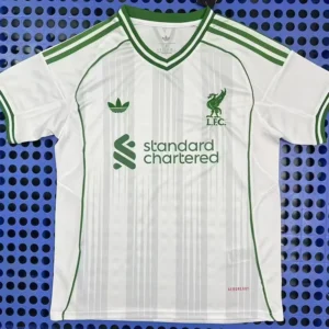 Liverpool 2025/26 White Green Training Shirt Fan Version - Front View Liverpool 2025/26 White Green Training Shirt Fan Version - Front View | KFCOOL