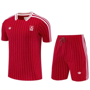 Liverpool 2025/26 Red White Training Short Suit - Front View | KFCOOL