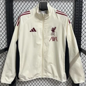 Liverpool 2025/26 Beige Windbreaker - Front View Liverpool 2025/26 Beige Windbreaker - Front View | KFCOOL