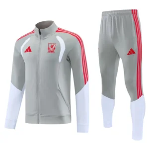Liverpool 2026/27 Grey White Jacket Tracksuit - Front View Liverpool 2026/27 Grey White Jacket Tracksuit - Front View | KFCOOL
