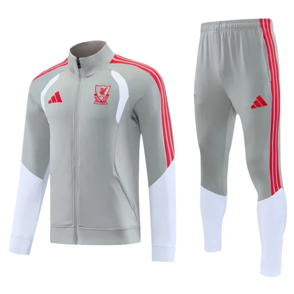 Liverpool 2026/27 Grey White Jacket Tracksuit - Front View | KFCOOL
