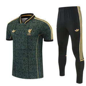 Liverpool 2026/27 Dark Green Short Sleeve Pants Suit - Front View Liverpool 2026/27 Dark Green Short Sleeve Pants Suit - Front View | KFCOOL