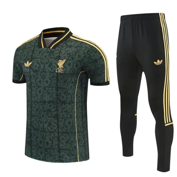 Liverpool 2026/27 Dark Green Short Sleeve Pants Suit - Front View | KFCOOL