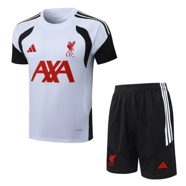 Liverpool 2026/27 White Black Training Short Suit - Front View | KFCOOL