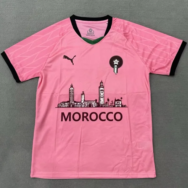 Morocco 2025/26 Pink Special Edition Training Shirt - Front View Morocco 2025/26 Pink Special Edition Training Shirt - Front View | KFCOOL