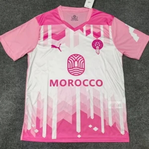 Morocco 2025/26 Pink White Special Edition Training Shirt - Front View Morocco 2025/26 Pink White Special Edition Training Shirt - Front View | KFCOOL
