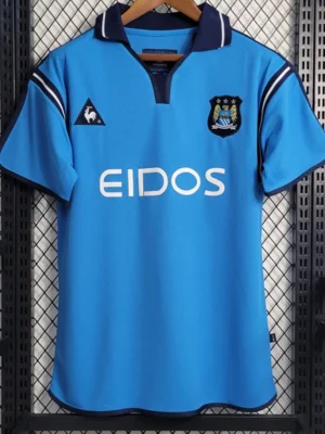 Manchester City 2001/02 Retro Home Jersey Fan Version - Front View Manchester City 2001/02 Retro Home Jersey Fan Version - Front View | KFCOOL