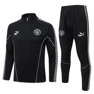 Manchester City 2025/26 Black Half Pull Tracksuit - Front View | KFCOOL