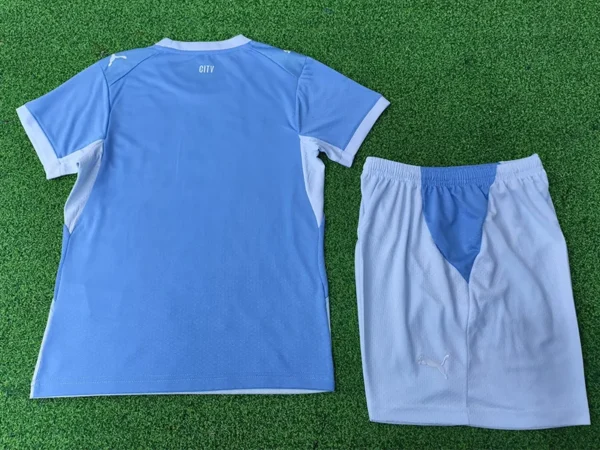 Manchester City 2026/27 Home Kids Kit Player Version - Back View Manchester City 2026/27 Home Kids Kit Player Version - Back View | KFCOOL