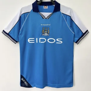 Manchester City 1999/01 Retro Home Jersey Fan Version - Front View Manchester City 1999/01 Retro Home Jersey Fan Version - Front View | KFCOOL