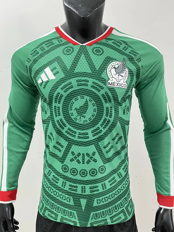 Mexico 2026/27 Home Long Sleeve Jersey Player Version - Front View Mexico 2026/27 Home Long Sleeve Jersey Player Version - Front View | KFCOOL