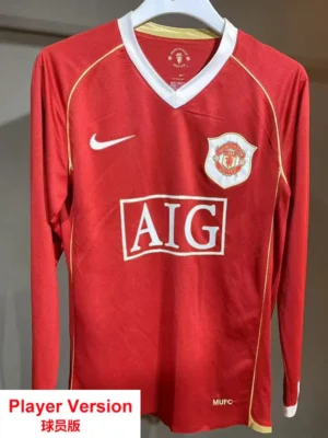 Manchester United 2006/07 Retro Home Long Sleeve Jersey Player Version - Front View Manchester United 2006/07 Retro Home Long Sleeve Jersey Player Version - Front View | KFCOOL