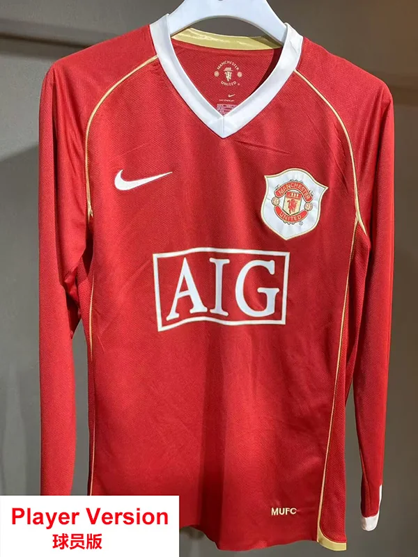 Manchester United 2006/07 Retro Home Long Sleeve Jersey Player Version - Front View Manchester United 2006/07 Retro Home Long Sleeve Jersey Player Version - Front View | KFCOOL