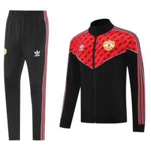 Manchester United 2025/26 Black Red Jacket Tracksuit - Front View | KFCOOL