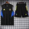 Manchester United 2025/26 Black Blue Sleeveless Shorts - Front View | KFCOOL