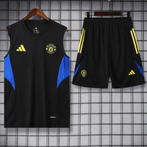 Manchester United 2025/26 Black Blue Sleeveless Shorts - Front View Manchester United 2025/26 Black Blue Sleeveless Shorts - Front View | KFCOOL