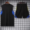 Manchester United 2025/26 Black Blue Sleeveless Shorts - Back View | KFCOOL