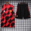 Manchester United 2025/26 Black Red Sleeveless Shorts - Front View | KFCOOL