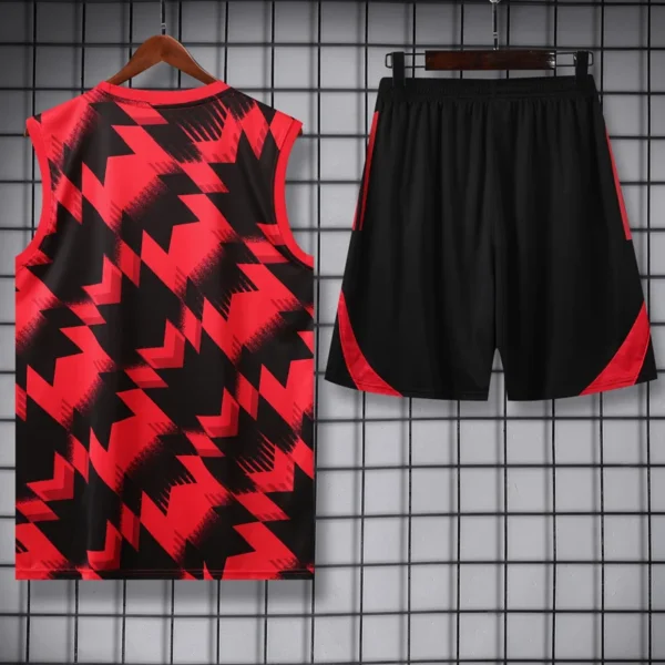 Manchester United 2025/26 Black Red Sleeveless Shorts - Back View | KFCOOL