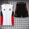 Manchester United 2025/26 White Black Sleeveless Shorts - Front View | KFCOOL